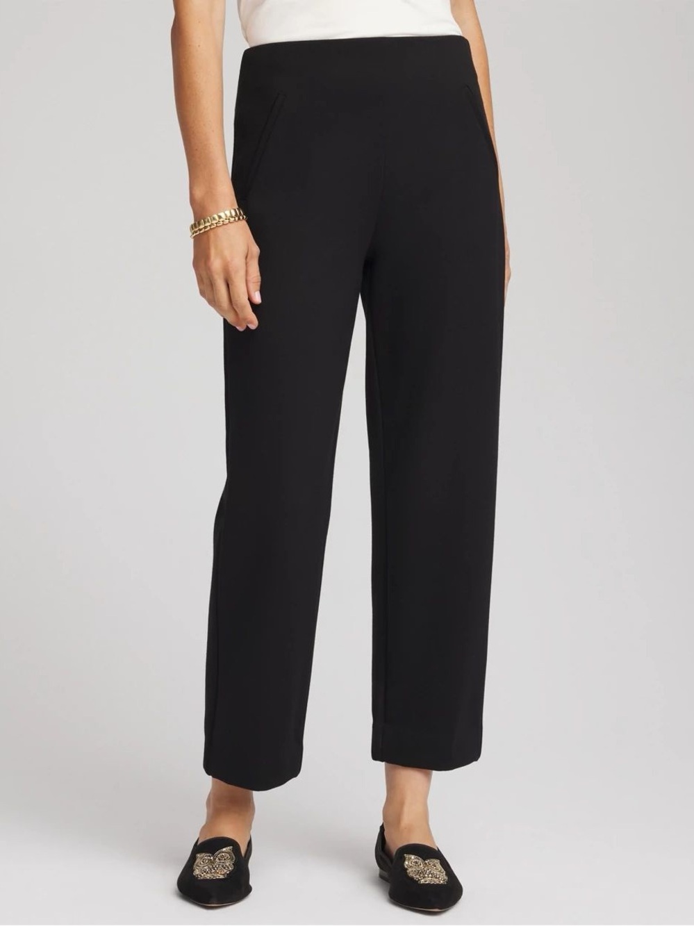 Chico's Women’s Dress Pants Slim Straight With Elastic Invisable Waist 00 Short - Picture 1 of 15